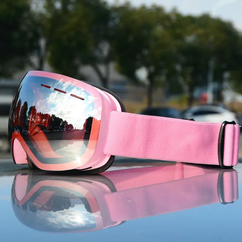 Ski Goggles Women Men Double Lens Anti-Fog Skiing Mask Accesories Snowboard Glasses Eyewear Pink UV Windproof Big Snow Goggles