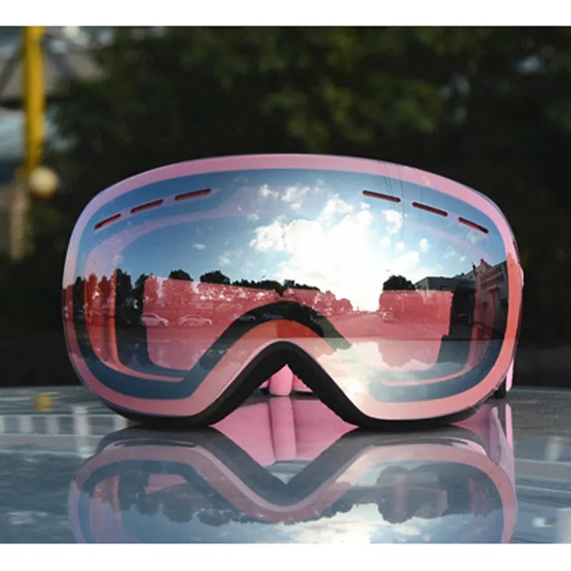 Ski Goggles Women Men Double Lens Anti-Fog Skiing Mask Accesories Snowboard Glasses Eyewear Pink UV Windproof Big Snow Goggles