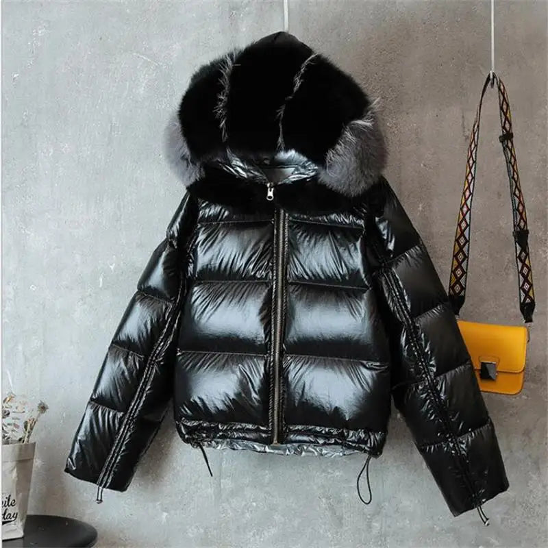 Natural Fur Collar Double Sided Down Jacket Winter Women White Duck Down Coat Female Padded Warm Parkas waterproof Outerwear