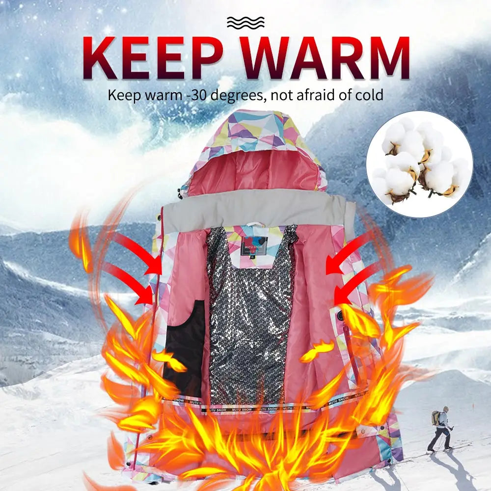 Ski Suit Women Warm Waterproof Winter Snow Snowboard Jackets and Pants Winter Clothes Comes With Touch Screen Ski Gloves Brands