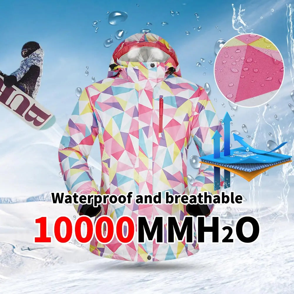 Ski Suit Women Warm Waterproof Winter Snow Snowboard Jackets and Pants Winter Clothes Comes With Touch Screen Ski Gloves Brands