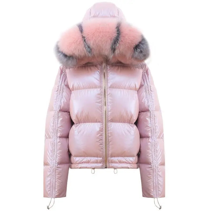 Natural Fur Collar Double Sided Down Jacket Winter Women White Duck Down Coat Female Padded Warm Parkas waterproof Outerwear