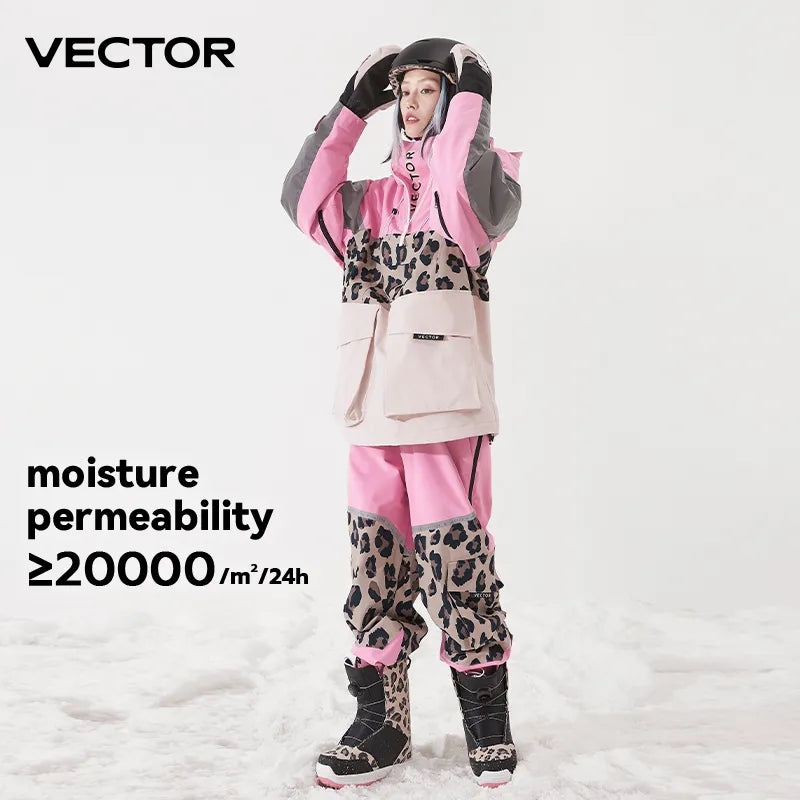 VECTOR Ski Suit Set Women Man Winter Women Jackets and Pants Warm Waterproof Women Jackets Pants Outdoor Ski Bike Camping