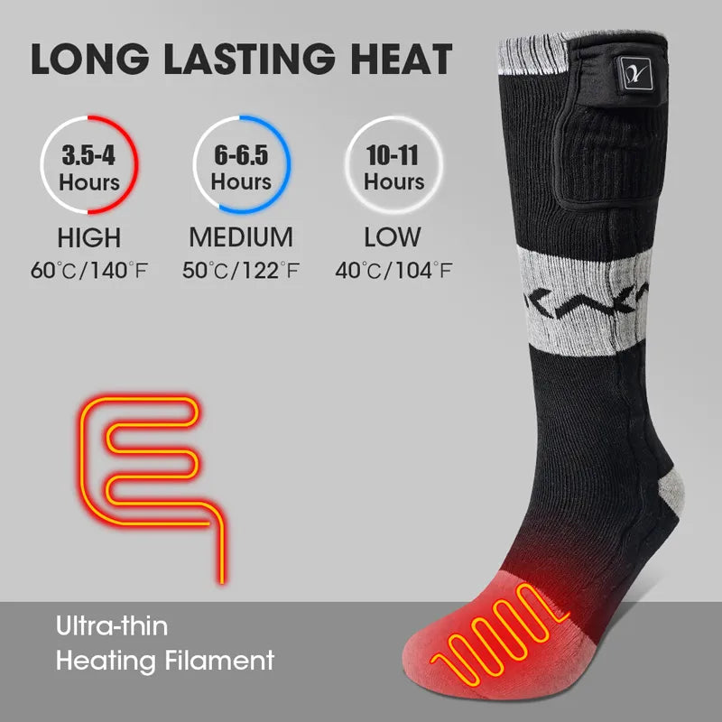 Electric Heating Ski Socks Winter Heated Socks Rechargeable Battery Thermal Socks Men Women Outdoor For Warm Feet Hiking Motorcy