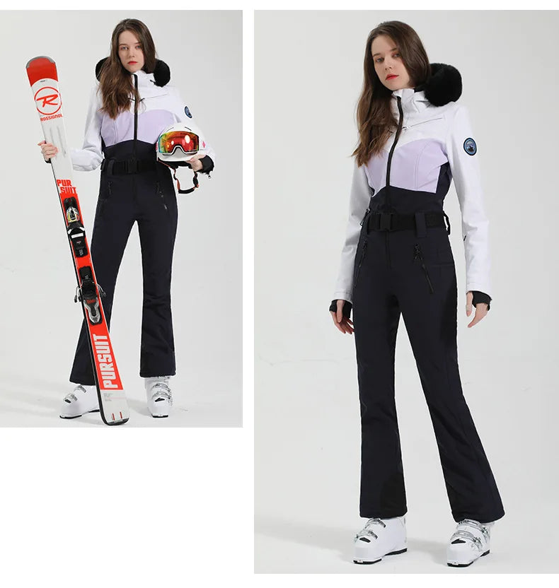 2023 Winter Ski Suit Women One-Piece Snowboarding Overalls Women Outdoor Snowboarding Jacket Skiing Set Jumpsuits Waterproof