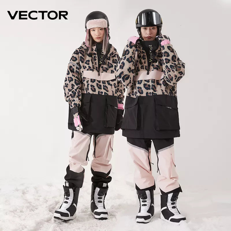 VECTOR Ski Wear Women Man Hooded Sweater Reflective Trend Ski Wear Thickened Warmth and Waterproof Ski Equipment Ski Suit Women