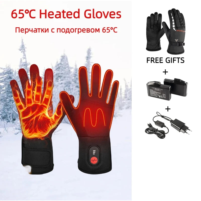 SAVIOR HEAT Winter Heated Gloves Rechargeable Electric Heated Ski Glove Men Women Cycling Heating Liner For Sports Warm Hand