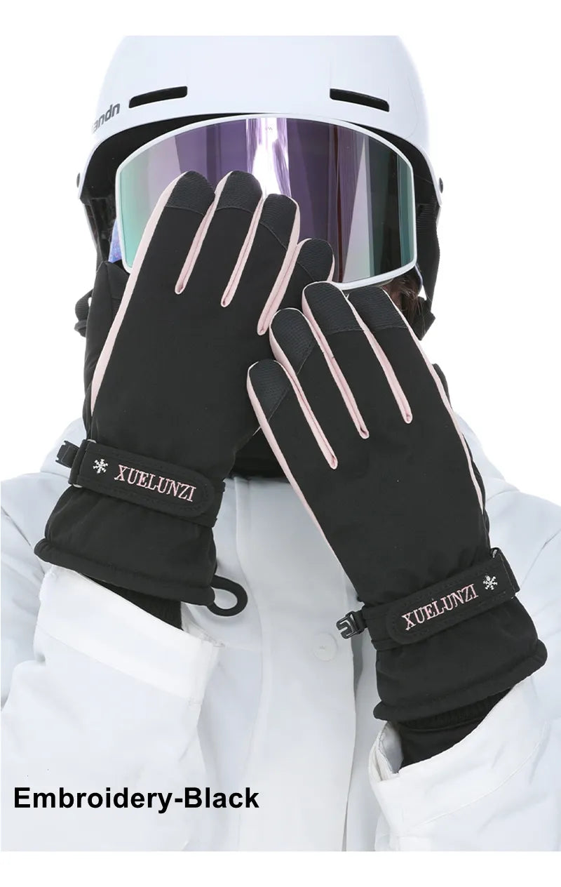 Women Ski Gloves Waterproof Cycling Gloves Winter Touch Screen Bicycle Gloves Outdoor Scooter  Riding Motorcycle Ski Warm Glove