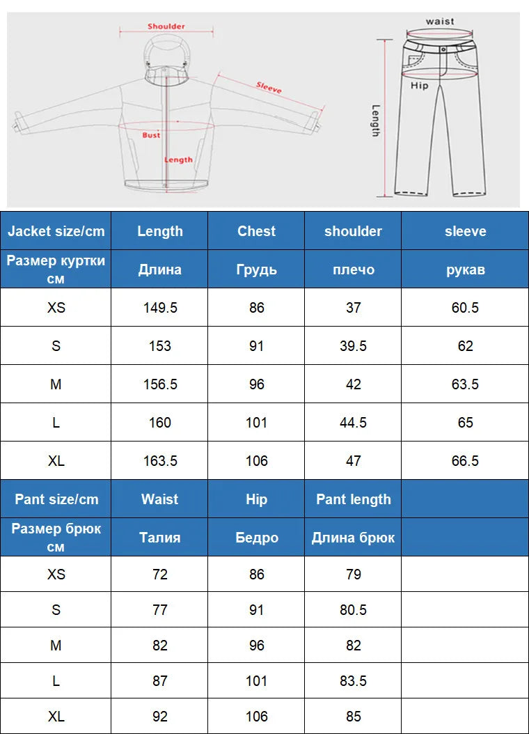 Ski Suit Women Slim Retro Thin Windproof Waterproof Breathable Warm Outdoor Sports Snowboard One Piece Snow Jacket and Pants Set