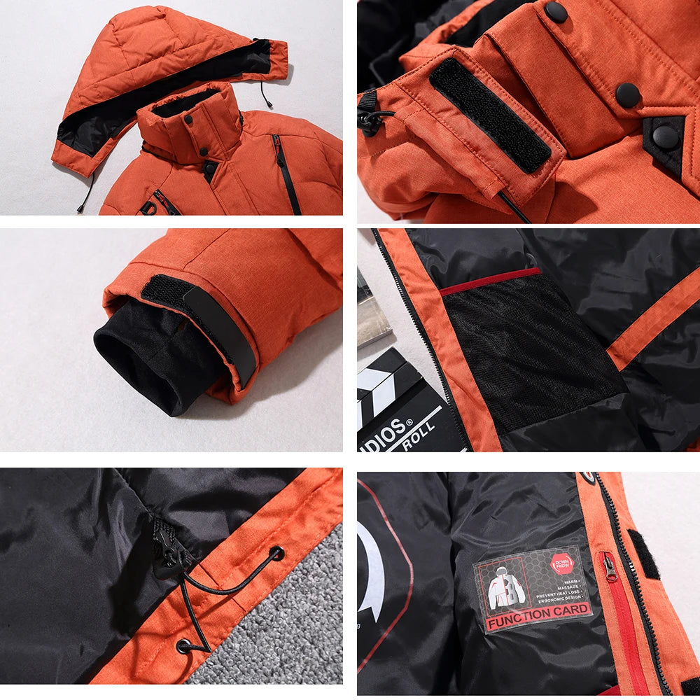 New Thermal Winter Ski Suit Men Windproof Skiing Down Jacket and Bibs Pants Set Male Snow Costume Snowboard Wear Overalls