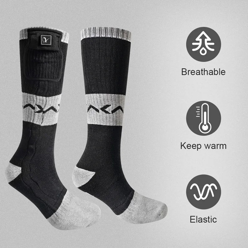 Electric Heating Ski Socks Winter Heated Socks Rechargeable Battery Thermal Socks Men Women Outdoor For Warm Feet Hiking Motorcy