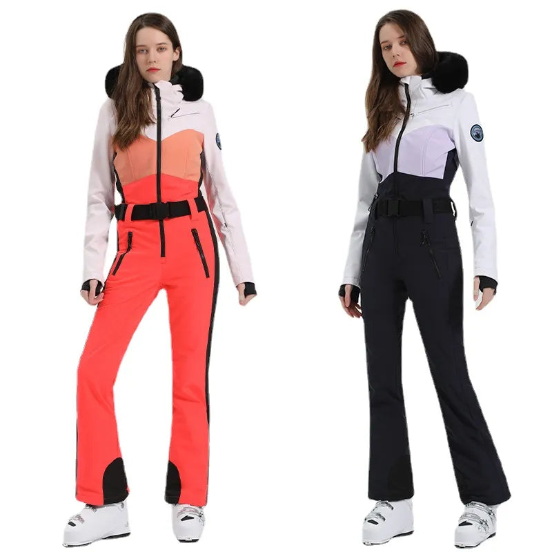 2023 Winter Ski Suit Women One-Piece Snowboarding Overalls Women Outdoor Snowboarding Jacket Skiing Set Jumpsuits Waterproof