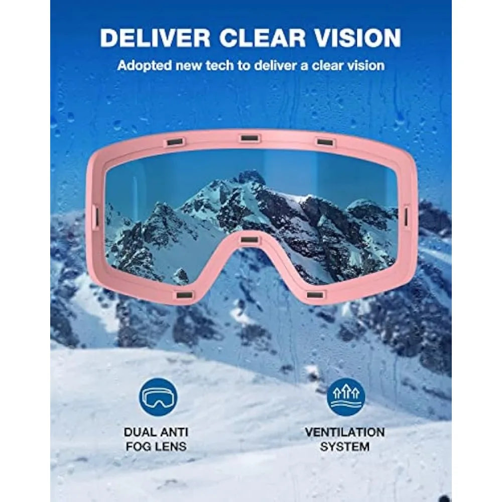 Ski Goggles, X12 100% OTG Snow Goggles Detachable Lens for Men Women Adult ski goggles Winter Sports Accessorie