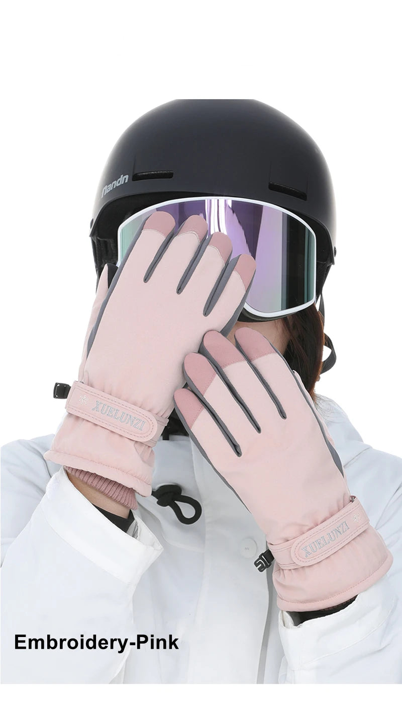 Women Ski Gloves Waterproof Cycling Gloves Winter Touch Screen Bicycle Gloves Outdoor Scooter  Riding Motorcycle Ski Warm Glove