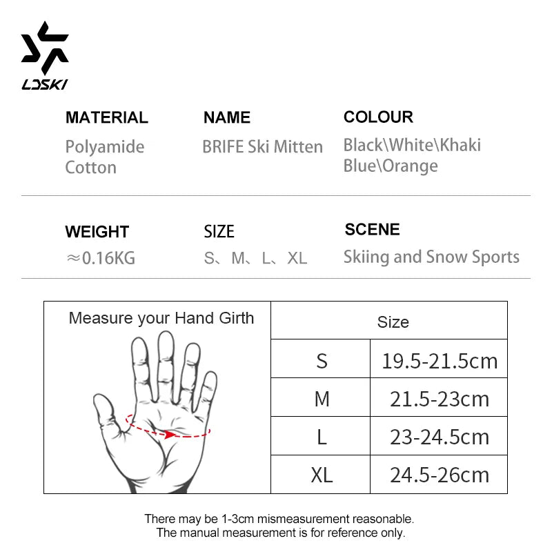 LDSKI Ski Gloves Women Men Touch Screen Breathable Waterproof Thermal Winter Warm Snow Mittens Snowboard Accessories Brife