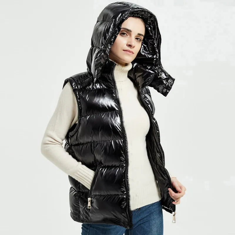 Fake Fur Waterproof Vest Woman Jacket Coat Woman Puffer Vest Autumn Winter Outwear Puffer Vest Female Sleeveless Jacket 2023 New